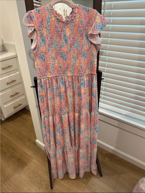 Simply Southern Dresses & Skirts - Simply Southern Pink Pastel Floral Maxi Dress with Blue and Yellow Accents